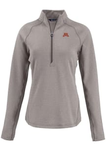Cutter and Buck Minnesota Golden Gophers Womens Grey Pehastin Qtr Zip