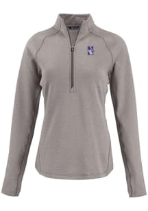 Cutter and Buck Northwestern Wildcats Womens Grey Pehastin Qtr Zip