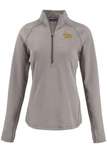Cutter and Buck Pitt Panthers Womens Grey Pehastin Qtr Zip