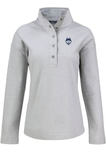 Cutter and Buck UConn Huskies Womens Grey Hunts Point Qtr Zip