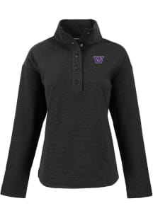 Cutter and Buck Washington Huskies Womens Black Hunts Point Qtr Zip