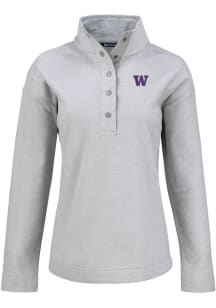 Cutter and Buck Washington Huskies Womens Grey Hunts Point Qtr Zip