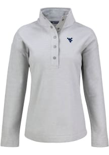 Cutter and Buck West Virginia Mountaineers Womens Grey Hunts Point Qtr Zip