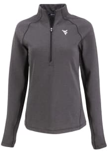 Cutter and Buck West Virginia Mountaineers Womens Black Pehastin Qtr Zip
