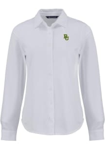 Cutter and Buck Baylor Bears Womens Advantage Soft Pique Long Sleeve White Dress Shirt
