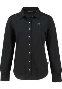 Cutter and Buck Colorado Buffaloes Womens Advantage Soft Pique Long Sleeve Black Dress Shirt