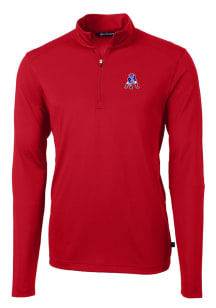 Cutter and Buck New England Patriots Mens Red Historic Virtue Eco Pique Big and Tall Qtr Zip