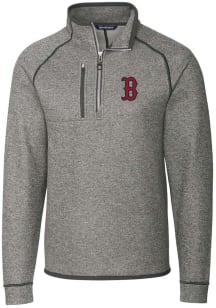 Cutter and Buck Boston Red Sox Mens Grey Mainsail Long Sleeve Qtr Zip Pullover