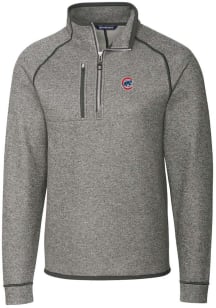 Cutter and Buck Chicago Cubs Mens Grey Mainsail Long Sleeve Qtr Zip Pullover