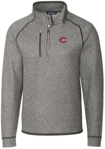 Cutter and Buck Cincinnati Reds Mens Grey Mainsail Long Sleeve Qtr Zip Pullover