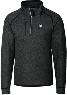 Cutter and Buck New York Yankees Mens Charcoal Mainsail Long Sleeve Qtr Zip Pullover