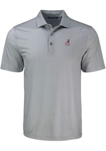 Cutter and Buck Alabama Crimson Tide Grey Alumni Shadow Check Big and Tall Polo