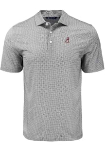 Cutter and Buck Alabama Crimson Tide Black Alumni Pike Diamond Dot Big and Tall Polo