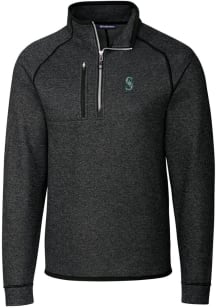Cutter and Buck Seattle Mariners Mens Charcoal Mainsail Long Sleeve Qtr Zip Pullover