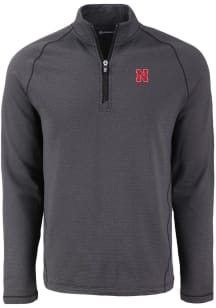 Cutter and Buck Nebraska Cornhuskers Mens Black Alumni Pehastin Long Sleeve Qtr Zip Pullover