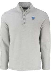 Cutter and Buck North Carolina Tar Heels Mens Grey Alumni Hunts Point Long Sleeve Qtr Zip Pullover