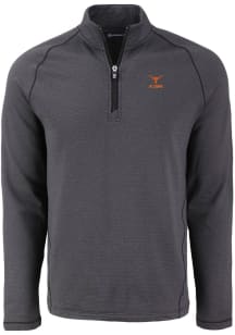 Cutter and Buck Texas Longhorns Mens Black Alumni Pehastin Long Sleeve Qtr Zip Pullover
