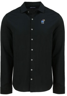 Cutter and Buck Kansas Jayhawks Mens Black Alumni Advantage Soft Pique Long Sleeve Dress Shirt