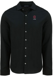 Cutter and Buck Ohio State Buckeyes Mens Black Alumni Advantage Soft Pique Long Sleeve Dress Shirt