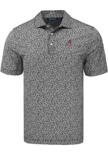 Cutter and Buck Alabama Crimson Tide Mens Black Alumni Pike Flora Short Sleeve Polo