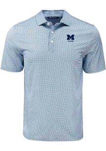 Cutter and Buck Michigan Wolverines Mens Blue Alumni Pike Diamond Dot Short Sleeve Polo