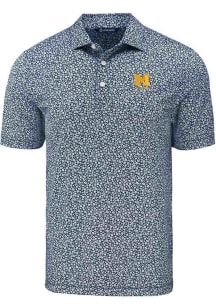 Cutter and Buck Michigan Wolverines Mens Blue Alumni Pike Flora Short Sleeve Polo