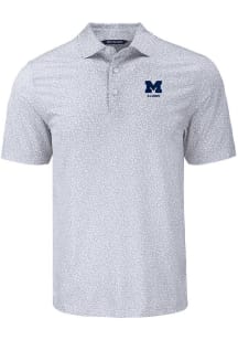 Cutter and Buck Michigan Wolverines Mens Grey Alumni Pike Flora Short Sleeve Polo