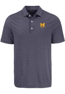Cutter and Buck Michigan Wolverines Mens Navy Blue Alumni Forge Eco Fine Line Short Sleeve Polo