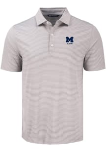 Cutter and Buck Michigan Wolverines Mens Grey Alumni Forge Eco Fine Line Short Sleeve Polo