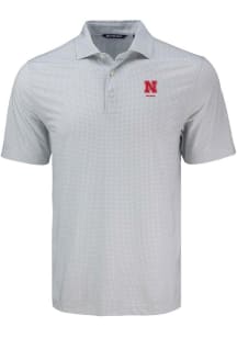 Cutter and Buck Nebraska Cornhuskers Mens Grey Alumni Pike Diamond Dot Short Sleeve Polo