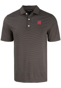 Cutter and Buck Nebraska Cornhuskers Mens Black Alumni Forge Eco Fine Line Short Sleeve Polo