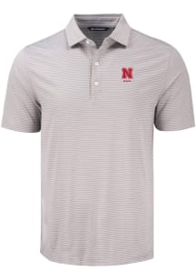 Cutter and Buck Nebraska Cornhuskers Mens Grey Alumni Forge Eco Fine Line Short Sleeve Polo
