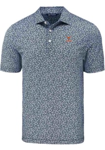 Cutter and Buck Texas Longhorns Mens Navy Blue Alumni Pike Flora Short Sleeve Polo