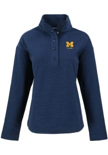 Cutter and Buck Michigan Wolverines Womens Blue Alumni Hunts Point Qtr Zip