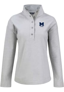 Cutter and Buck Michigan Wolverines Womens Grey Alumni Hunts Point Qtr Zip