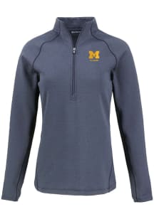 Cutter and Buck Michigan Wolverines Womens Navy Blue Alumni Pehastin Qtr Zip
