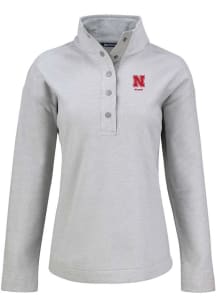 Cutter and Buck Nebraska Cornhuskers Womens Grey Alumni Hunts Point Qtr Zip