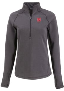 Cutter and Buck Nebraska Cornhuskers Womens Black Alumni Pehastin Qtr Zip