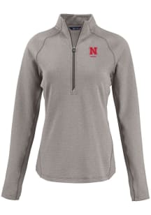 Cutter and Buck Nebraska Cornhuskers Womens Grey Alumni Pehastin Qtr Zip