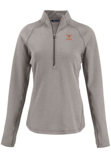 Cutter and Buck Texas Longhorns Womens Grey Alumni Pehastin Qtr Zip