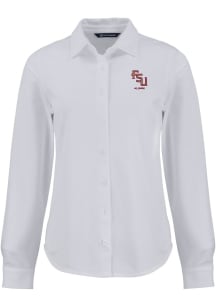 Cutter and Buck Florida State Seminoles Womens Alumni Advantage Soft Pique Long Sleeve White Dress..