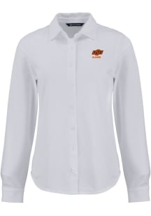 Cutter and Buck Oklahoma State Cowboys Womens Alumni Advantage Soft Pique Long Sleeve White Dress..