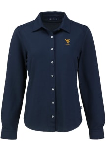 Cutter and Buck West Virginia Mountaineers Womens Alumni Advantage Soft Pique Long Sleeve Navy Blu..