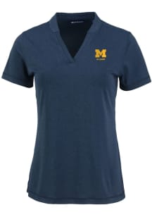 Cutter and Buck Michigan Wolverines Womens Navy Blue Alumni Forge Short Sleeve T-Shirt