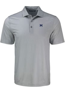 Cutter and Buck Michigan Wolverines Grey Vault Shadow Check Big and Tall Polo