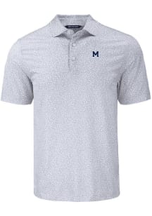 Cutter and Buck Michigan Wolverines Grey Vault Pike Flora Big and Tall Polo