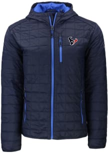 Cutter and Buck Houston Texans Mens Navy Blue Rainier PrimaLoft Hood Filled Jacket