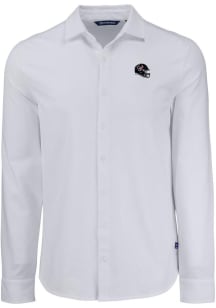 Cutter and Buck Houston Texans Mens White Helmet Advantage Soft Pique Long Sleeve Dress Shirt