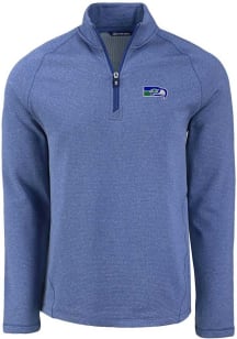 Cutter and Buck Seattle Seahawks Mens Blue Historic Pehastin Long Sleeve Qtr Zip Pullover