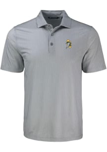 Cutter and Buck Green Bay Packers Mens Grey Historic Pike Shadow Check Short Sleeve Polo